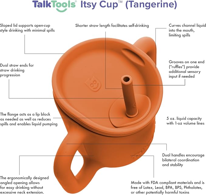 💥美國直送- (適合作口肌訓練) Talktools ITSY Silicone Training Cup 幼兒學習杯 (顏色隨機)💥