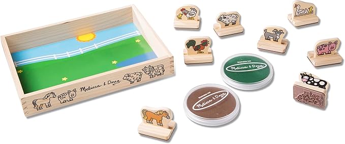 💥美國直送 - Melissa & Doug My First Wooden Stamp Set (Farm) 幼兒木制印章- 農場動物💥