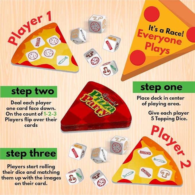 💥美國直送- University Games Pizza Party Dice Game 輕便遊戲💥