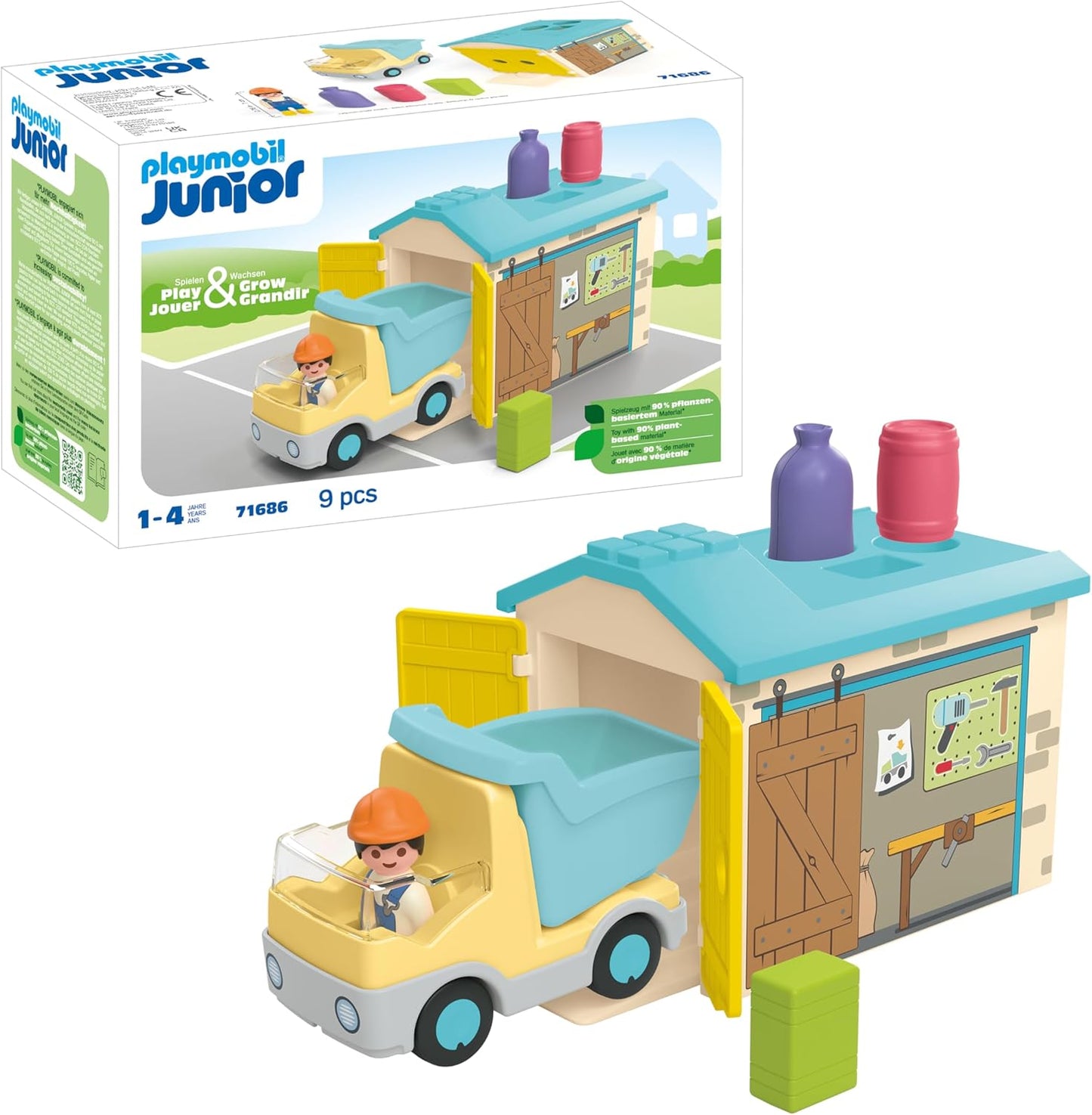🚛 意大利直送 - PLAYMOBIL Junior Truck with Mobile Dump and Garage 環保工程車連車庫 🚛