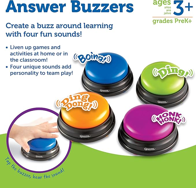 ๐ฅ็พๅ็ด้- Learning Resources Answer Buzzers Set of 4 ไธๅฅๅไปถๆ้(ไธๅ่ฒๆ)๐ฅ
