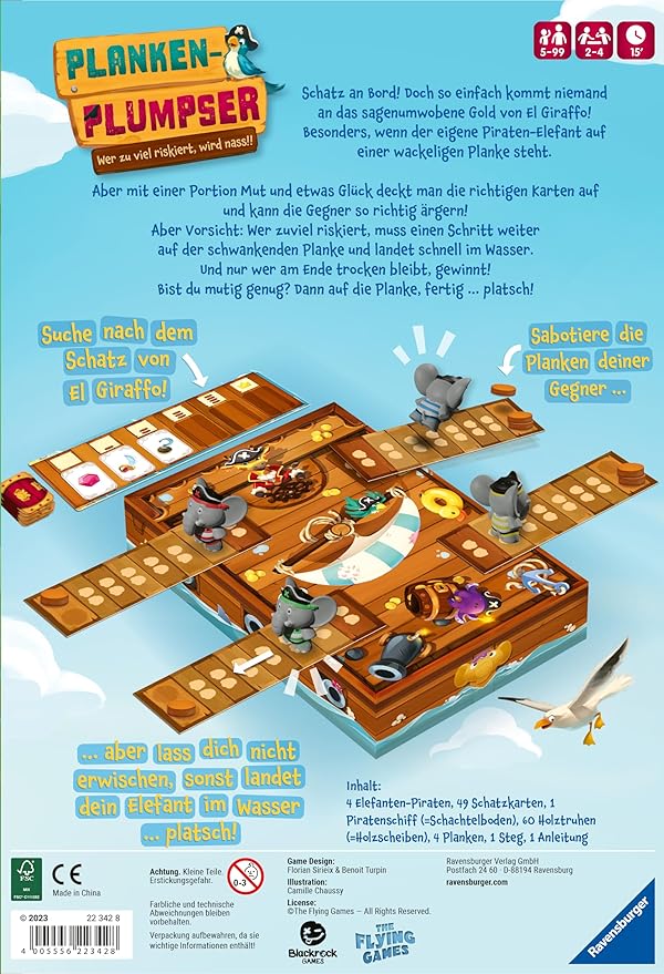 💥德國直送-Ravensburger Planken-Plumpser 大象海盜行木板遊戲💥