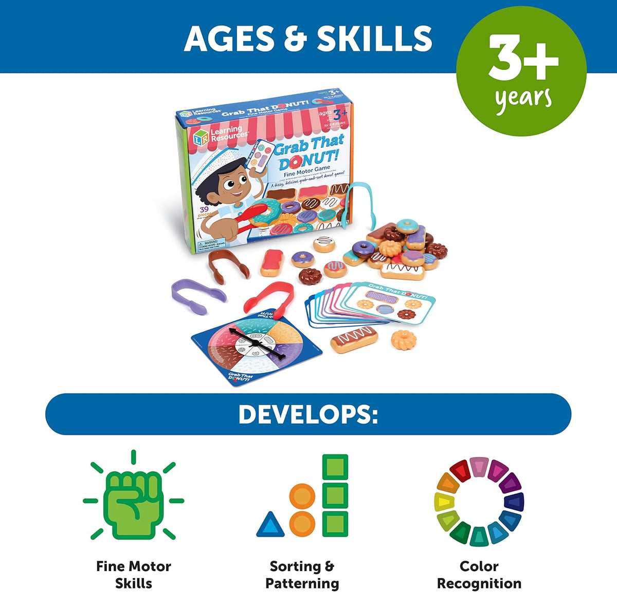 🍩 美國直送- Learning Resources Grab That Donut! 夾冬甩小手肌遊戲 🍩