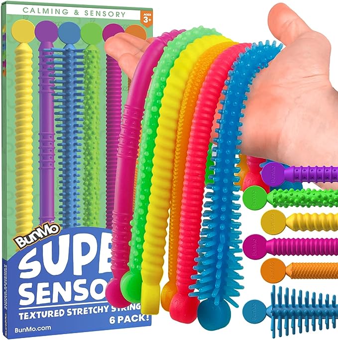 美國直送- Bunmo 質感舒壓玩具 (一盒6條)Super Texture Stretchy Strings (pack of 6)
