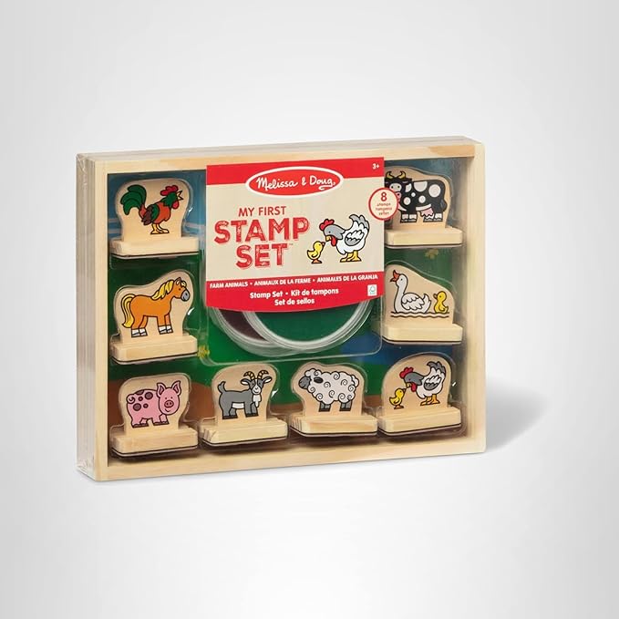 💥美國直送 - Melissa & Doug My First Wooden Stamp Set  (Farm) 幼兒木制印章- 農場動物💥