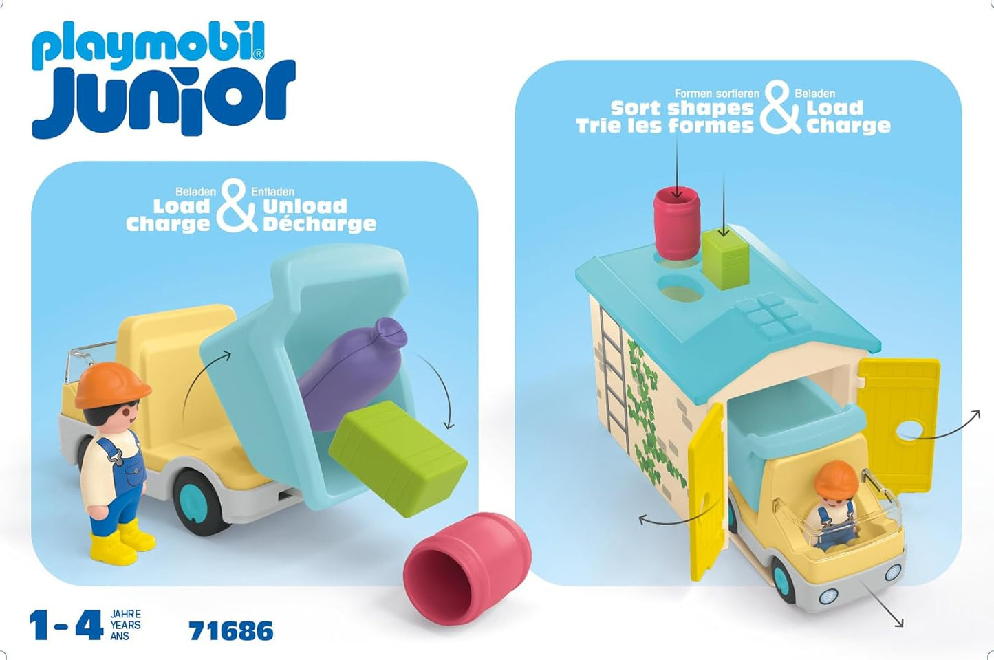 🚛 意大利直送 -  PLAYMOBIL Junior Truck with Mobile Dump and Garage  環保工程車連車庫 🚛