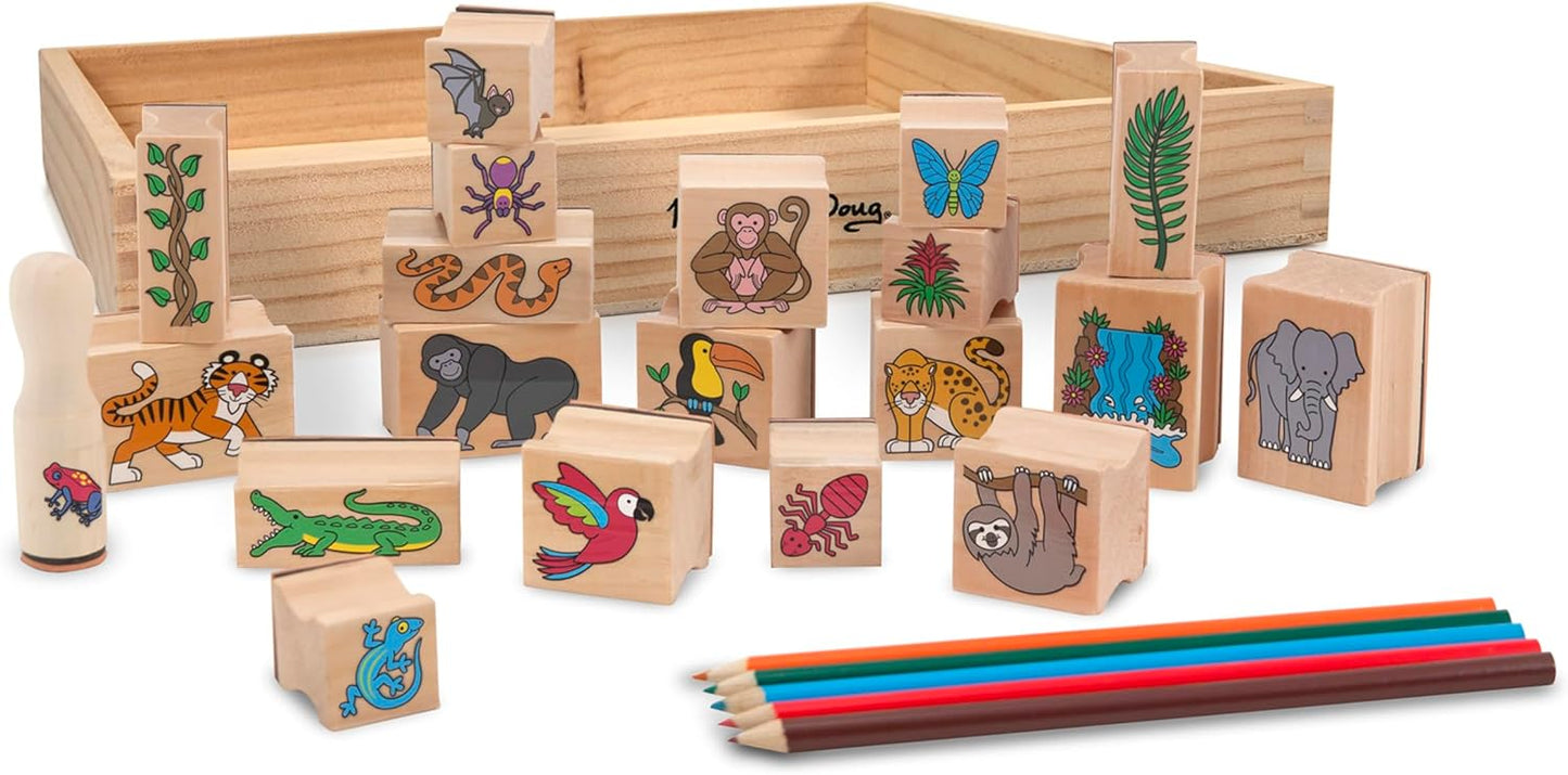 🌿美國直送- Melissa & Doug Stamp-a-Scene Stamp Set: Rain Forest 熱帶雨林印章套裝🌿