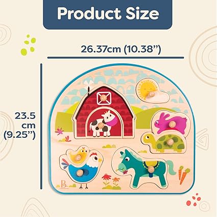 💥美國直送- B. toys Peg Puzzle 8件裝農場木制拼板💥