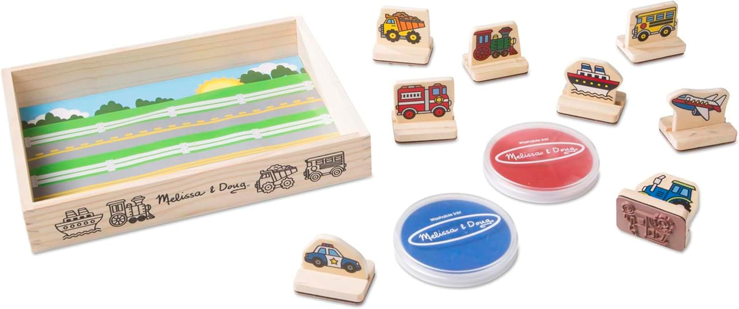 🚗 Melissa & Doug 幼兒木製印章套裝 - 交通工具篇 🚗