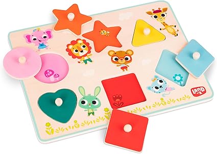 💥美國直送- B. toys Peg Puzzle 6件裝形狀木制拼板💥