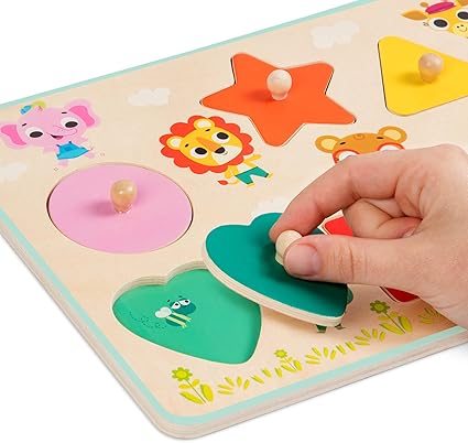 💥美國直送- B. toys Peg Puzzle 6件裝形狀木制拼板💥