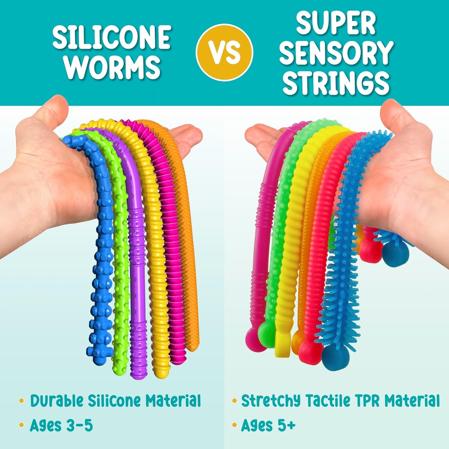 🐛 美國直送-BUNMO Sensory Silicone Worms 感官拉伸蟲蟲（6件裝） 🐛