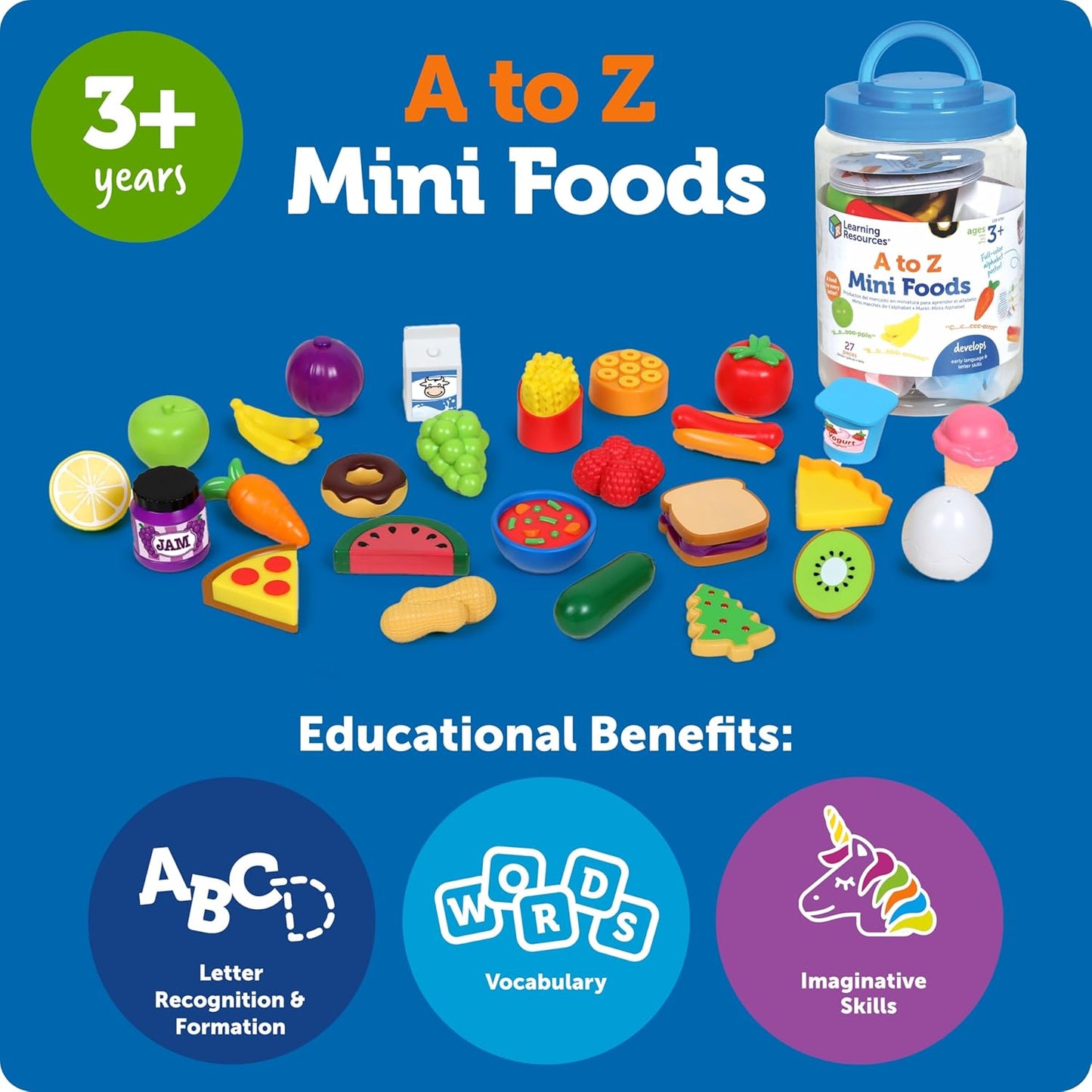 🍎美國直送- Learning Resources A to Z Mini Foods 迷你食物字母套裝🥦