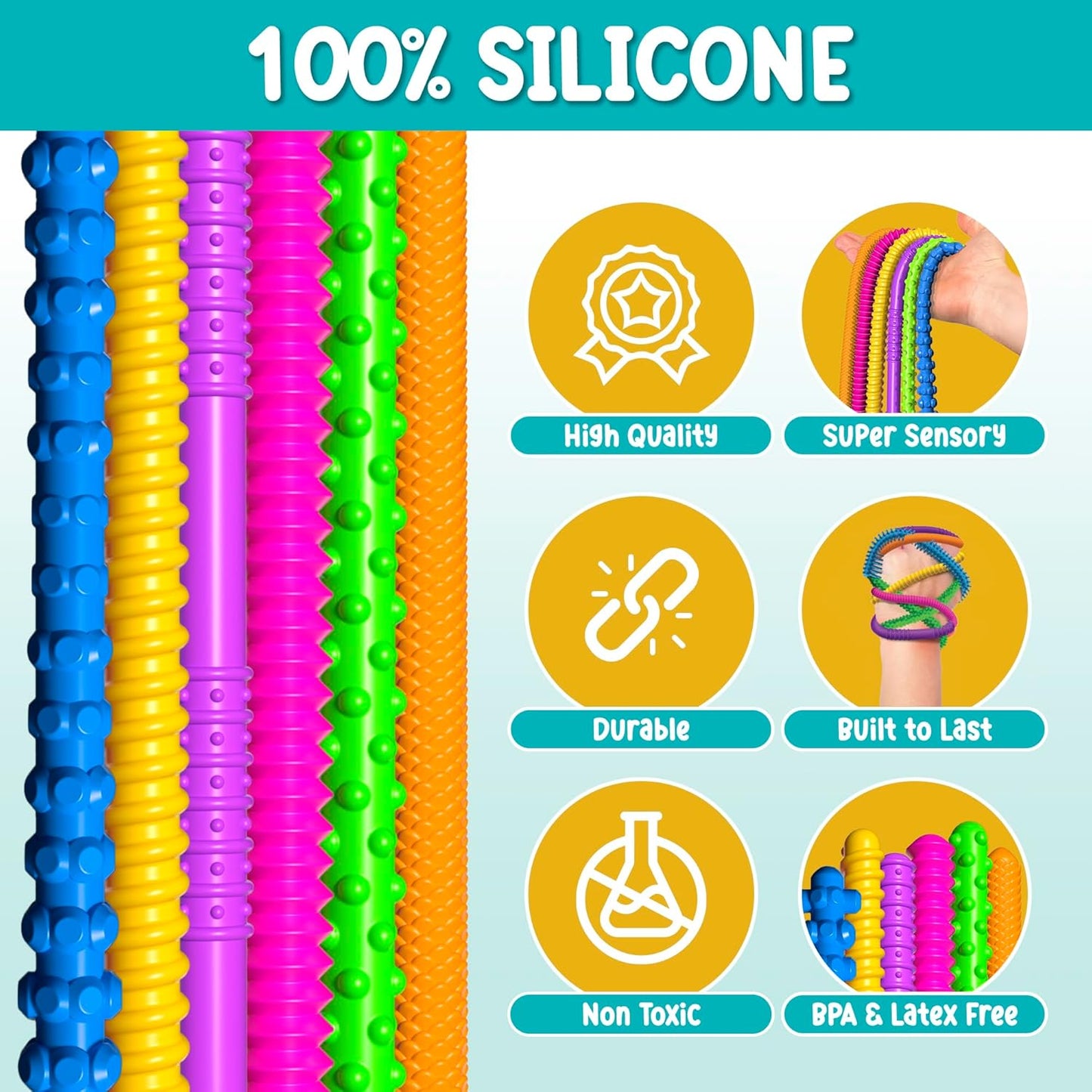 🐛 美國直送-BUNMO Sensory Silicone Worms 感官拉伸蟲蟲（6件裝） 🐛