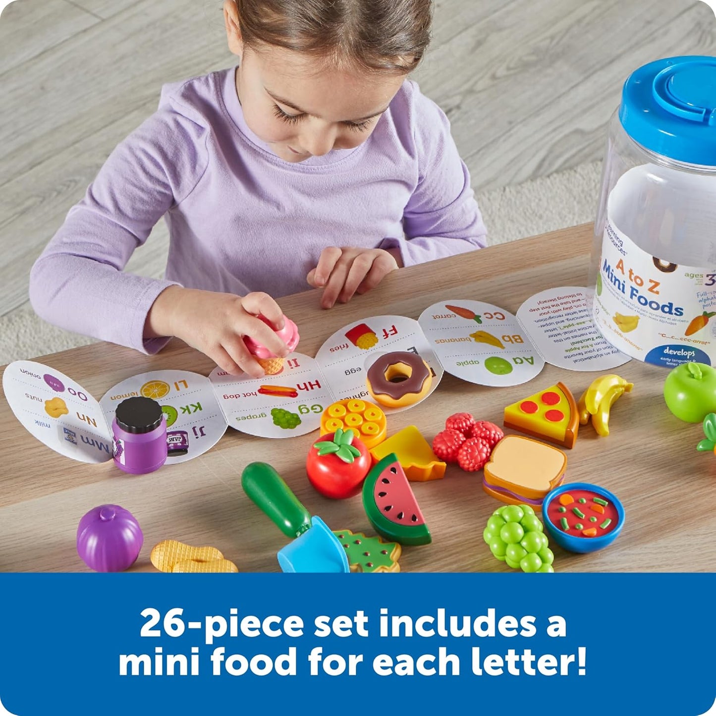 🍎美國直送- Learning Resources A to Z Mini Foods 迷你食物字母套裝🥦